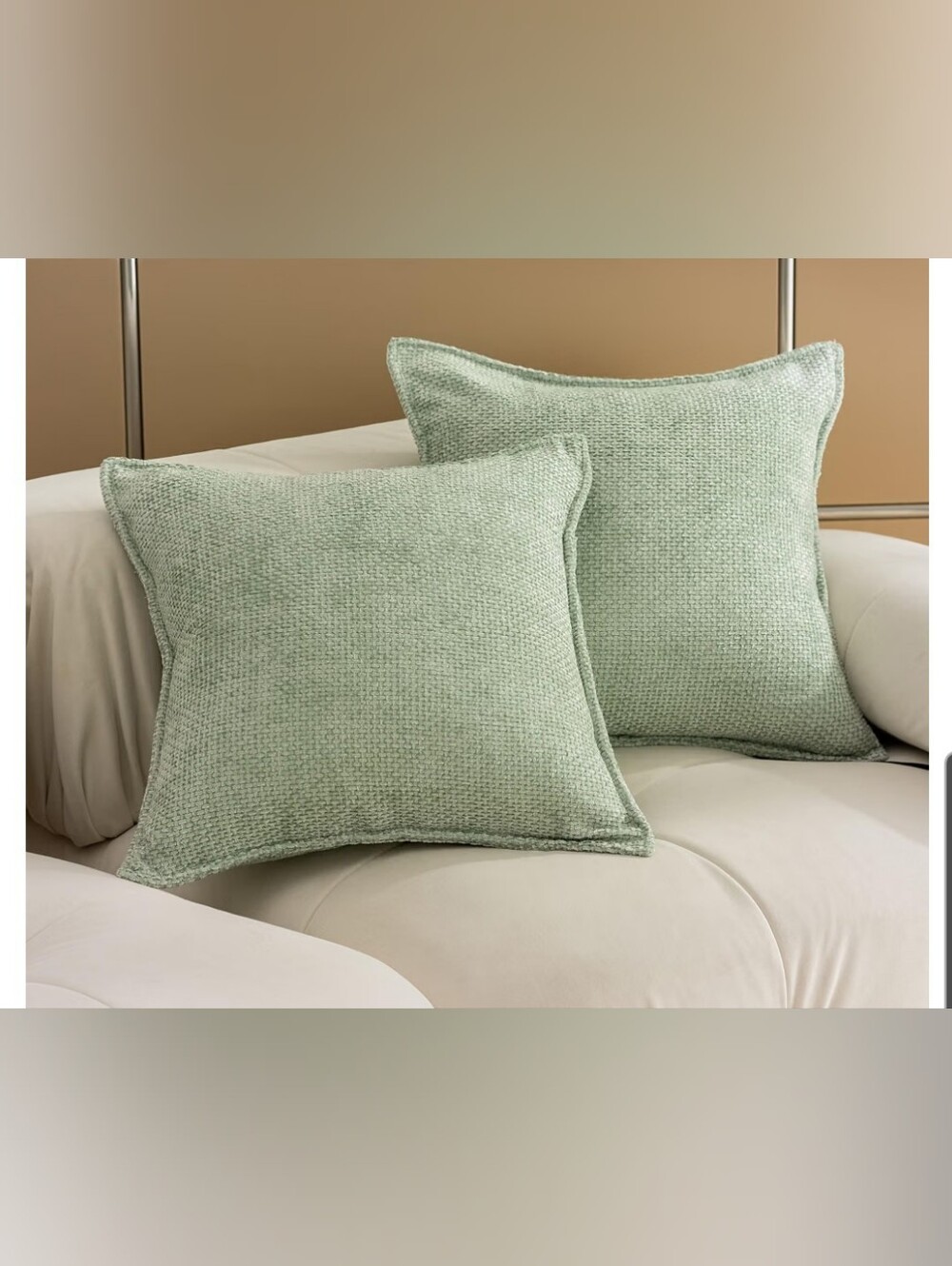 Soft Woven Sage Green Throw Pillow - Covers Set Of 2 Size 24x24